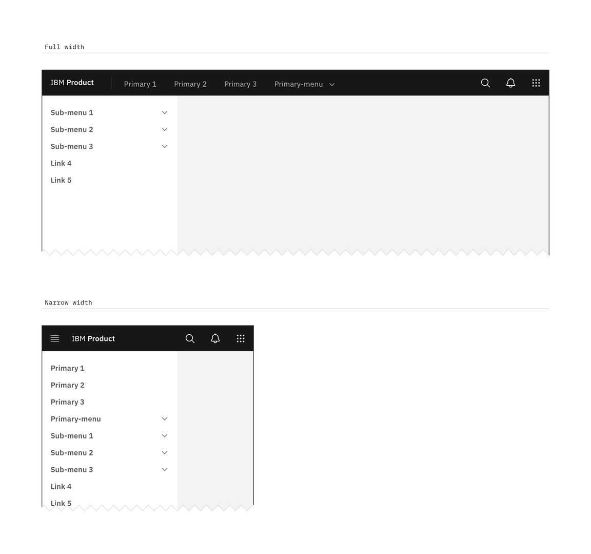 An example of the header responding to different screen sizes.